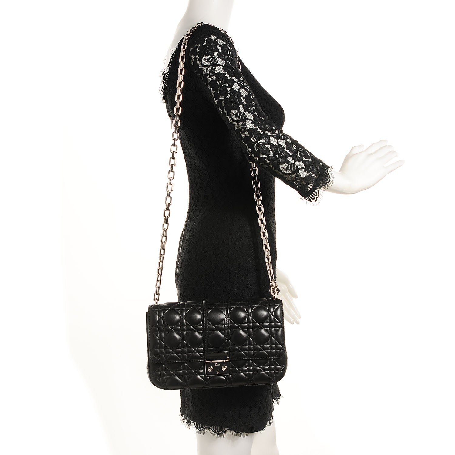 Christian Dior Lambskin Cannage Medium Miss Dior Flap Black 2 of 9