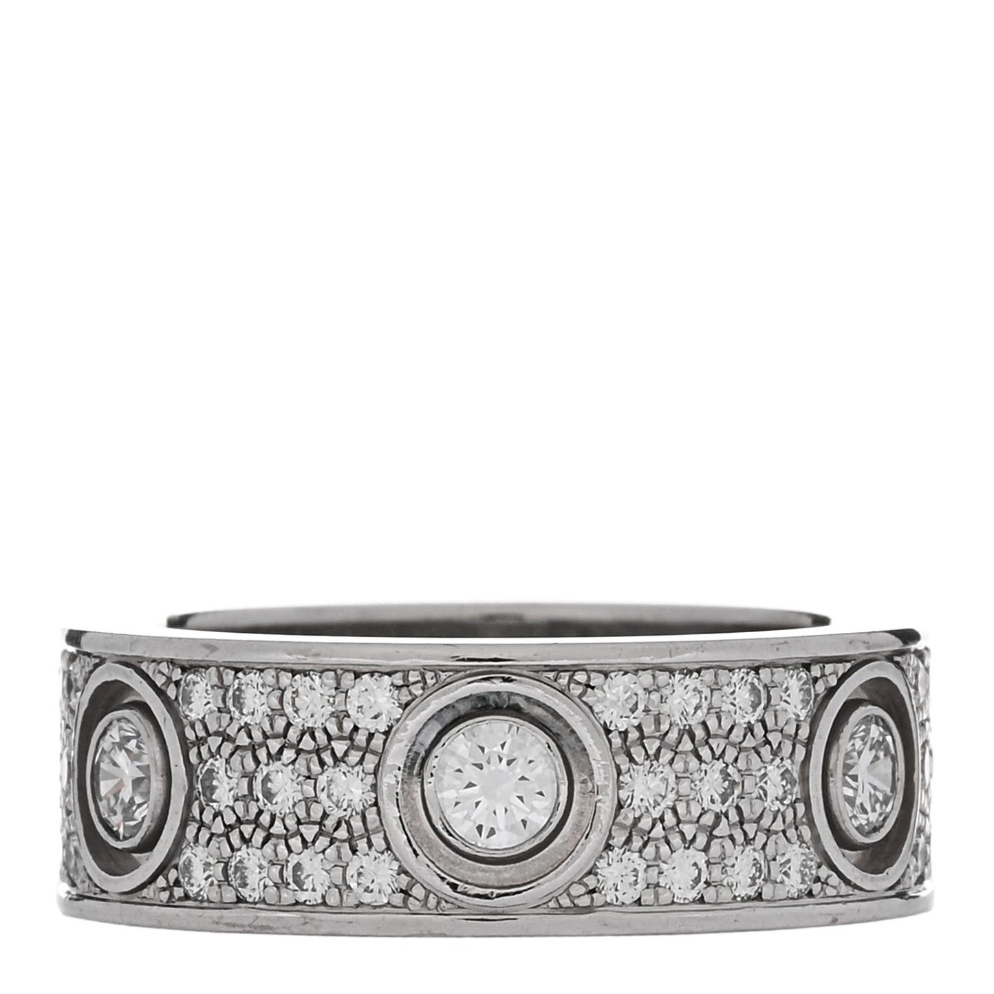 18K White Gold Diamond 6.5mm LOVE Paved Ring 48 4.5