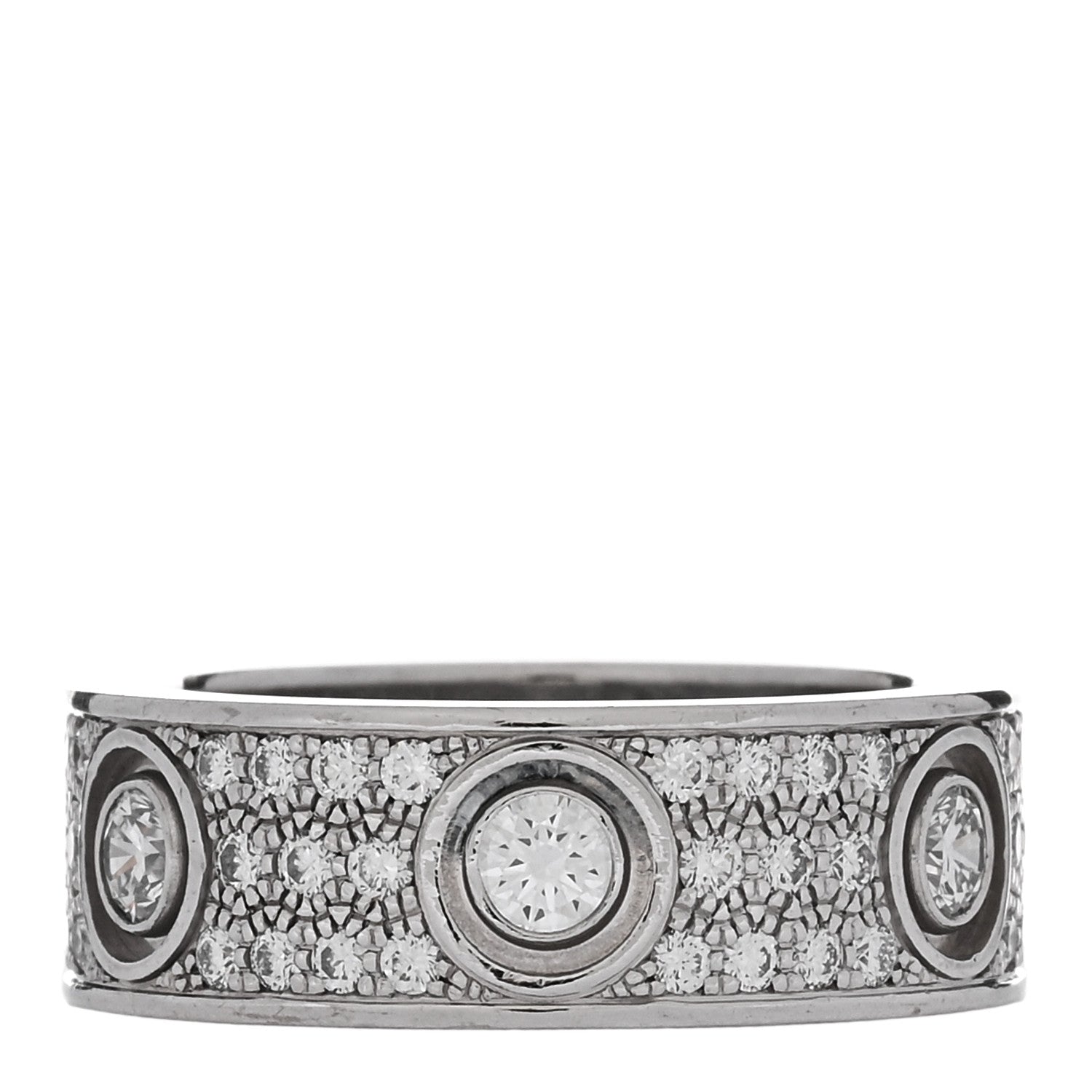 Cartier 18K White Gold Diamond 6.5mm LOVE Paved Ring 48 4.5 4 of 5