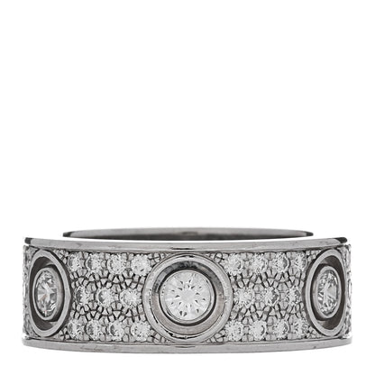Cartier 18K White Gold Diamond 6.5mm LOVE Paved Ring 48 4.5 4 of 5