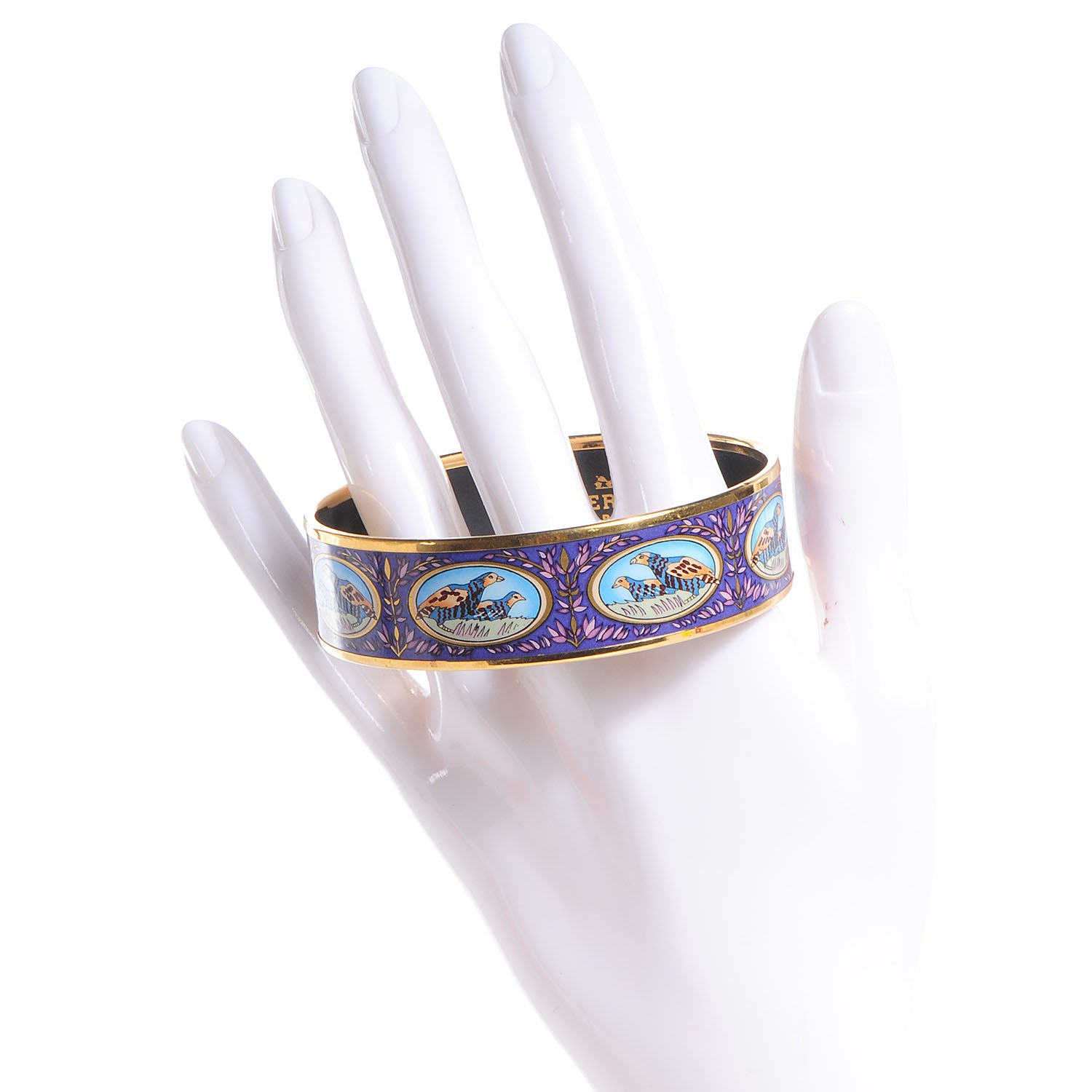 Hermes Enamel Wide Pheasants Printed Bracelet 70 2 of 6