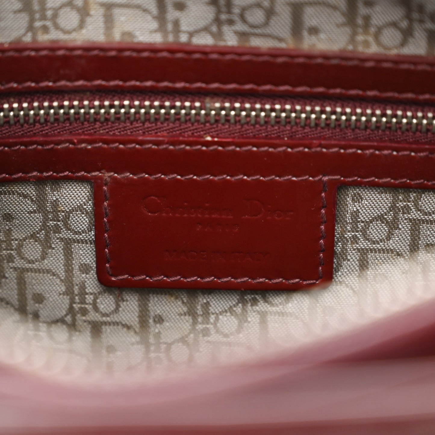 Patent Cannage Large Lady Dior Red