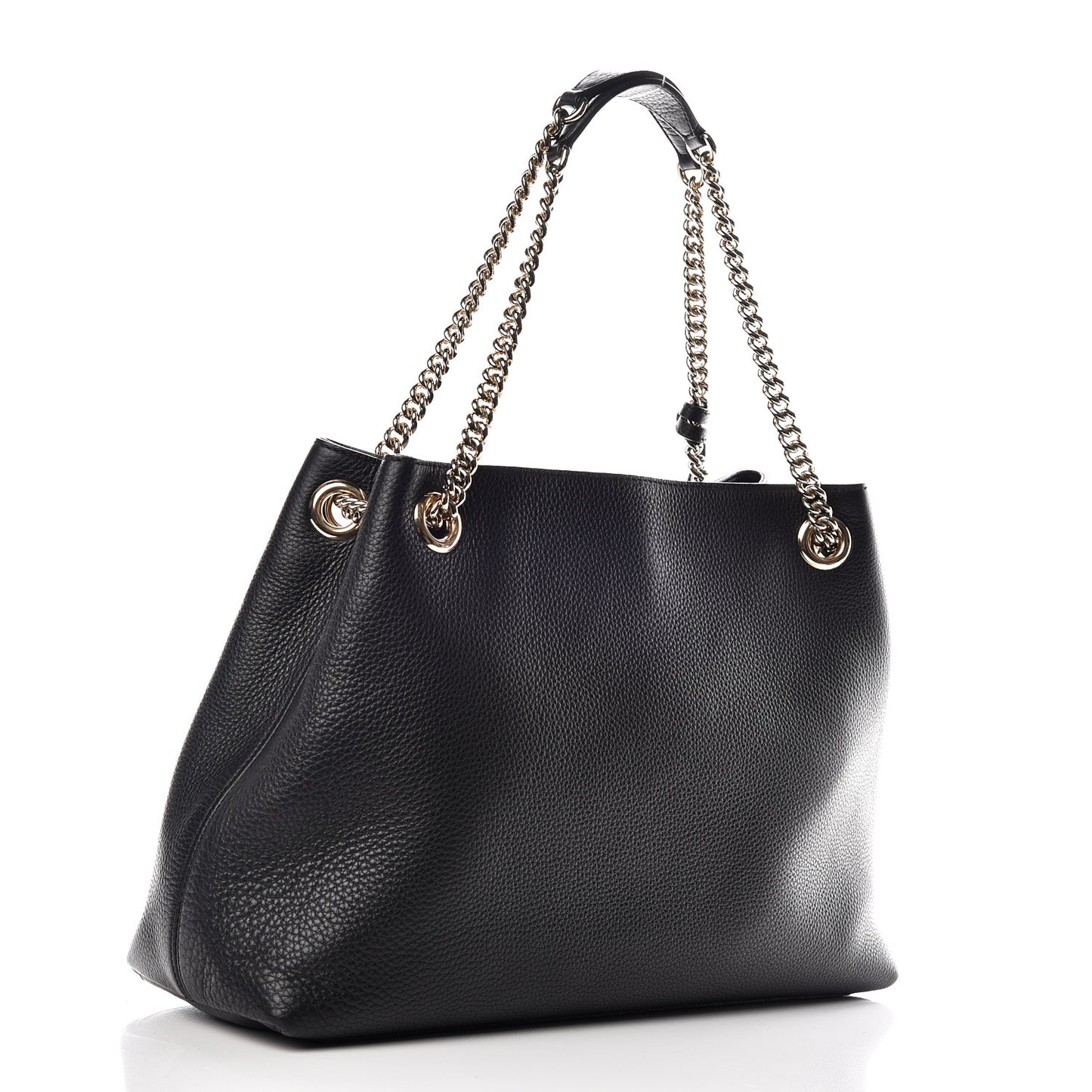 Pebbled Calfskin Medium Soho Chain Shoulder Bag Black