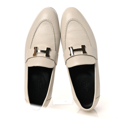 Hermes Goatskin Womens Paris Loafers 37.5 Beige Glaise 2 of 11
