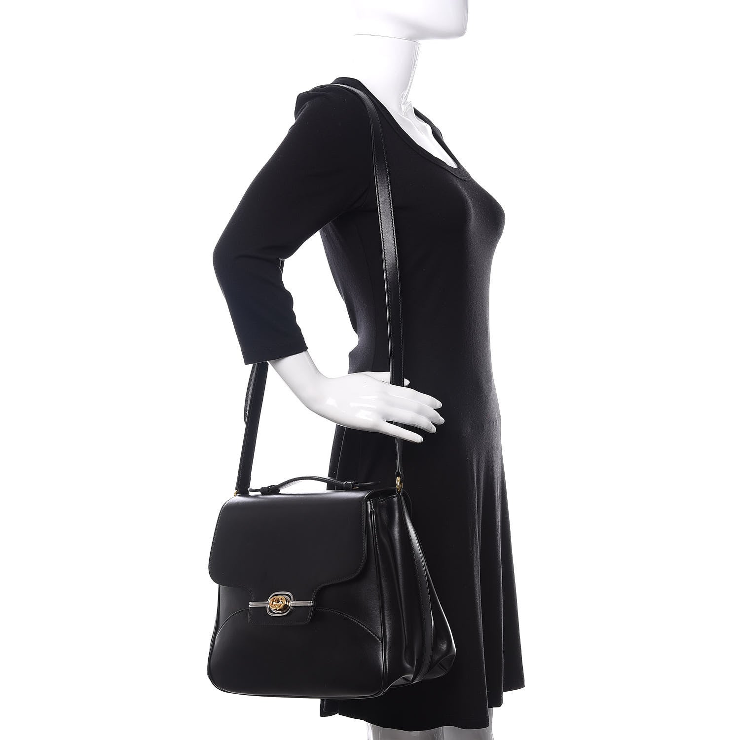 Gucci Pienza Calfskin Side Messenger Bag Black 2 of 10