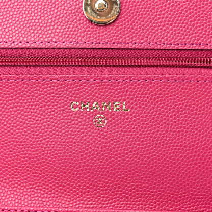 Chanel Caviar Quilted Wallet on Chain WOC Fuchsia 6 of 10