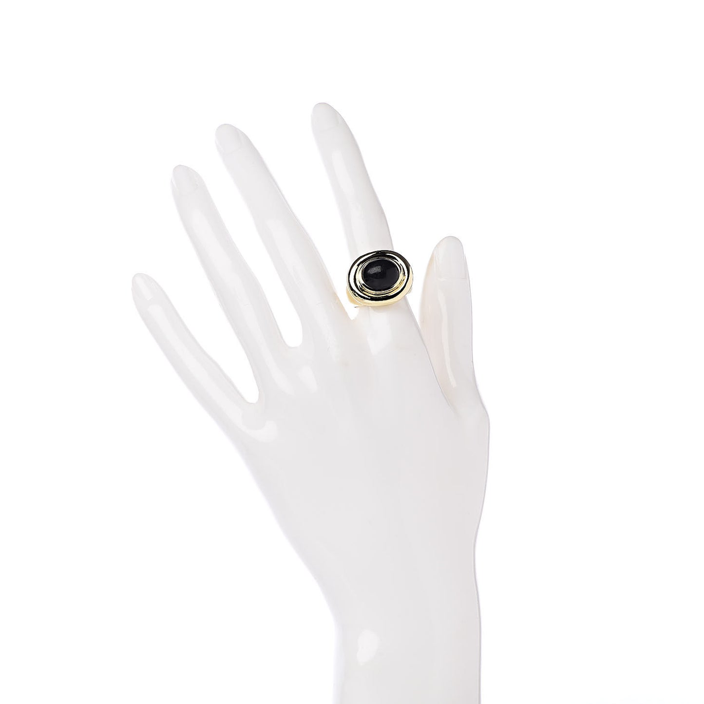 18K Yellow Gold Black Onyx Paloma Picasso Dome Ring 50 5.5
