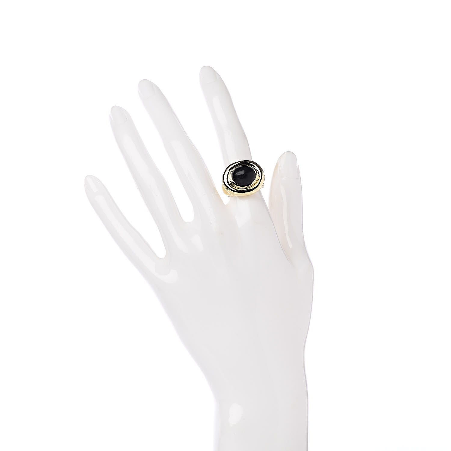 Tiffany 18K Yellow Gold Black Onyx Paloma Picasso Dome Ring 50 5.5 2 of 5