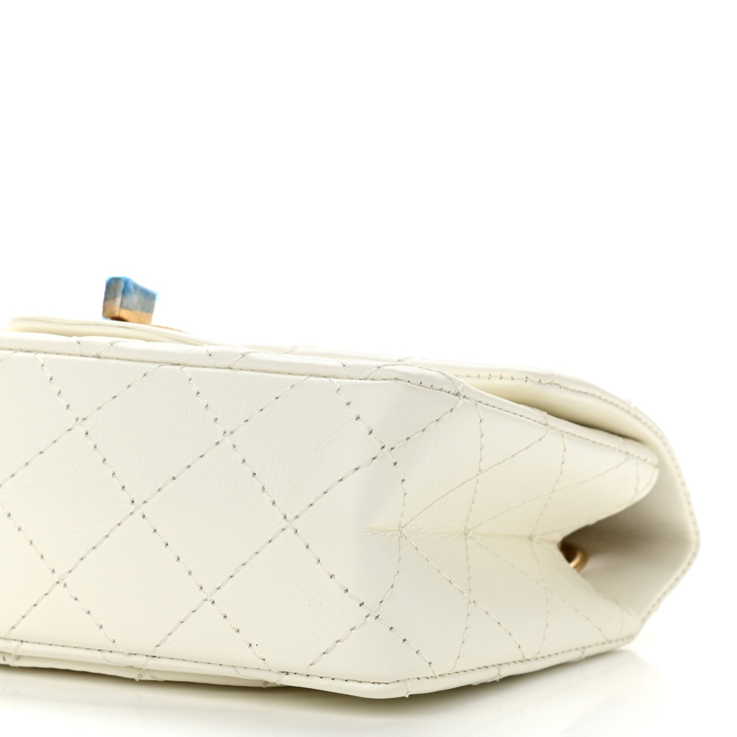 Aged Calfskin Quilted 2.55 Reissue Mini Flap White