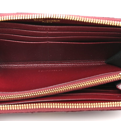 Saint Laurent Grain De Poudre Matelasse Chevron Monogram Zip Around Wallet Rouge Legion 4 of 7