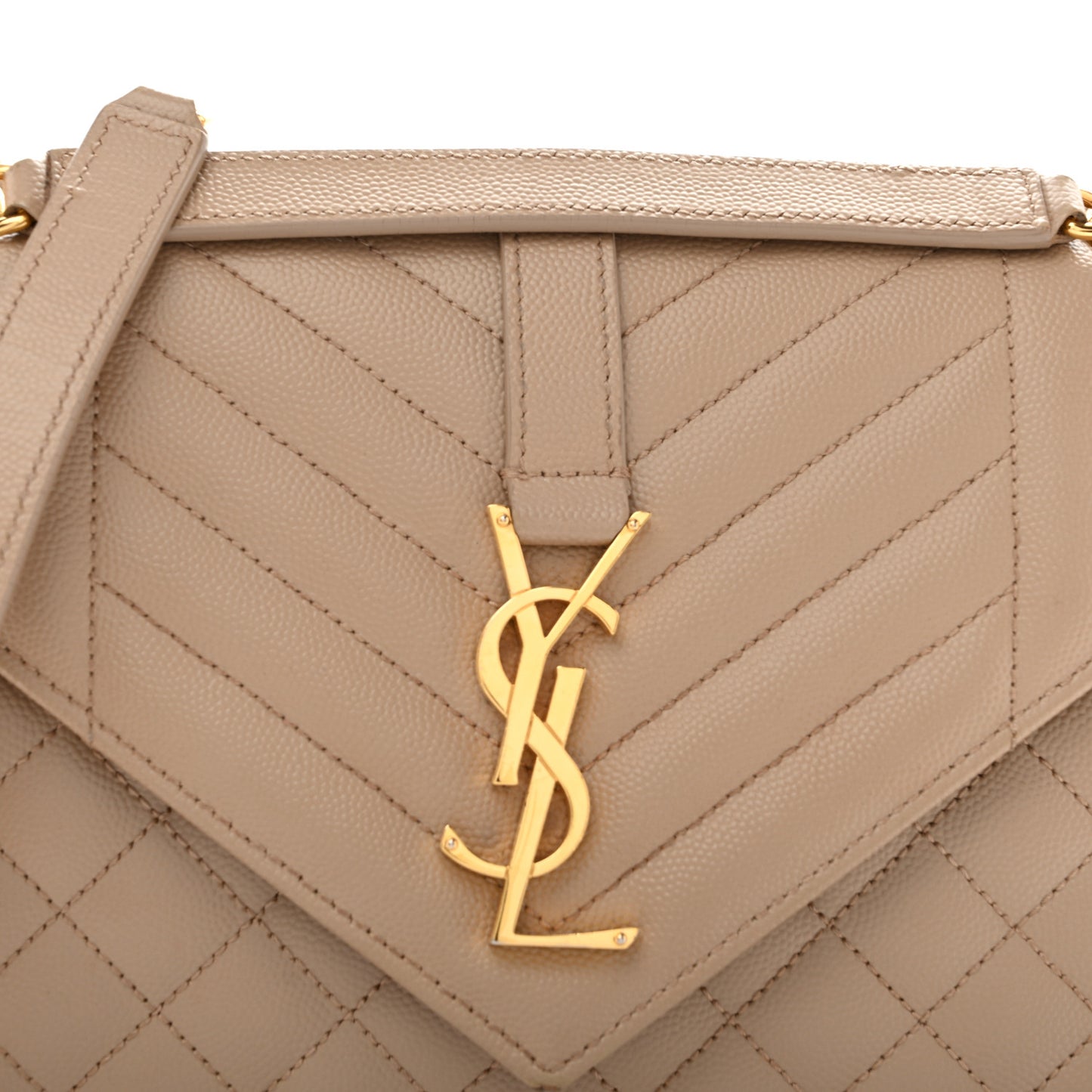 Grain De Poudre Textured Mixed Matelasse Medium Triquilt Monogram Satchel Dark Beige