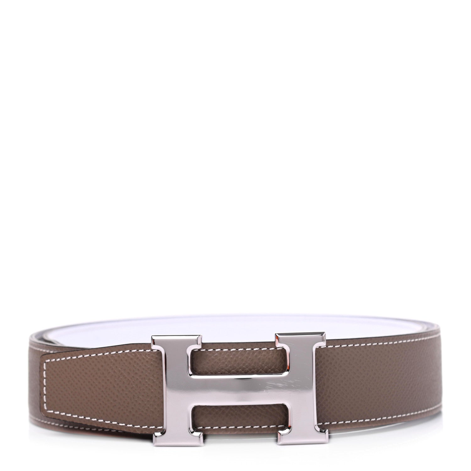 Hermes Epsom 32mm H Belt 85 Etoupe White 1 of 4
