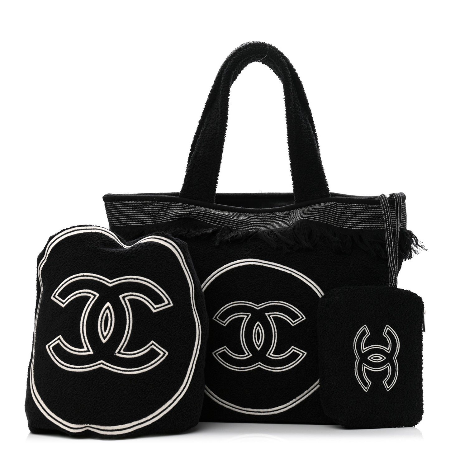 Terry Cotton CC Beach Tote Towel Set Black