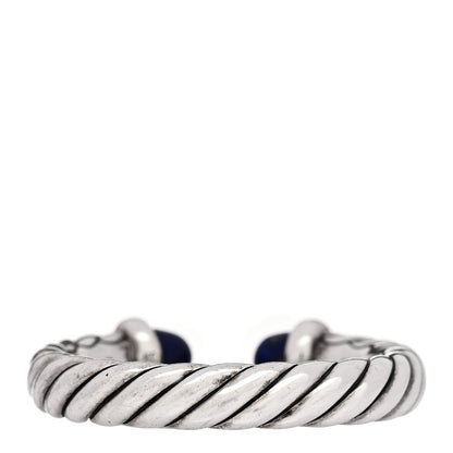 David Yurman Sterling Silver 14K Yellow Gold Lapis Lazuli Petite Cable Open Ring 49 5 3 of 5