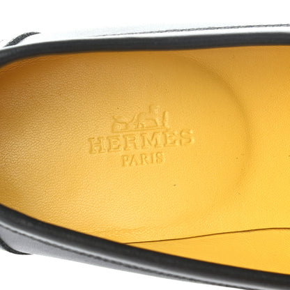 Hermes Calfskin Womens Paris Loafers 38 Black White 7 of 8