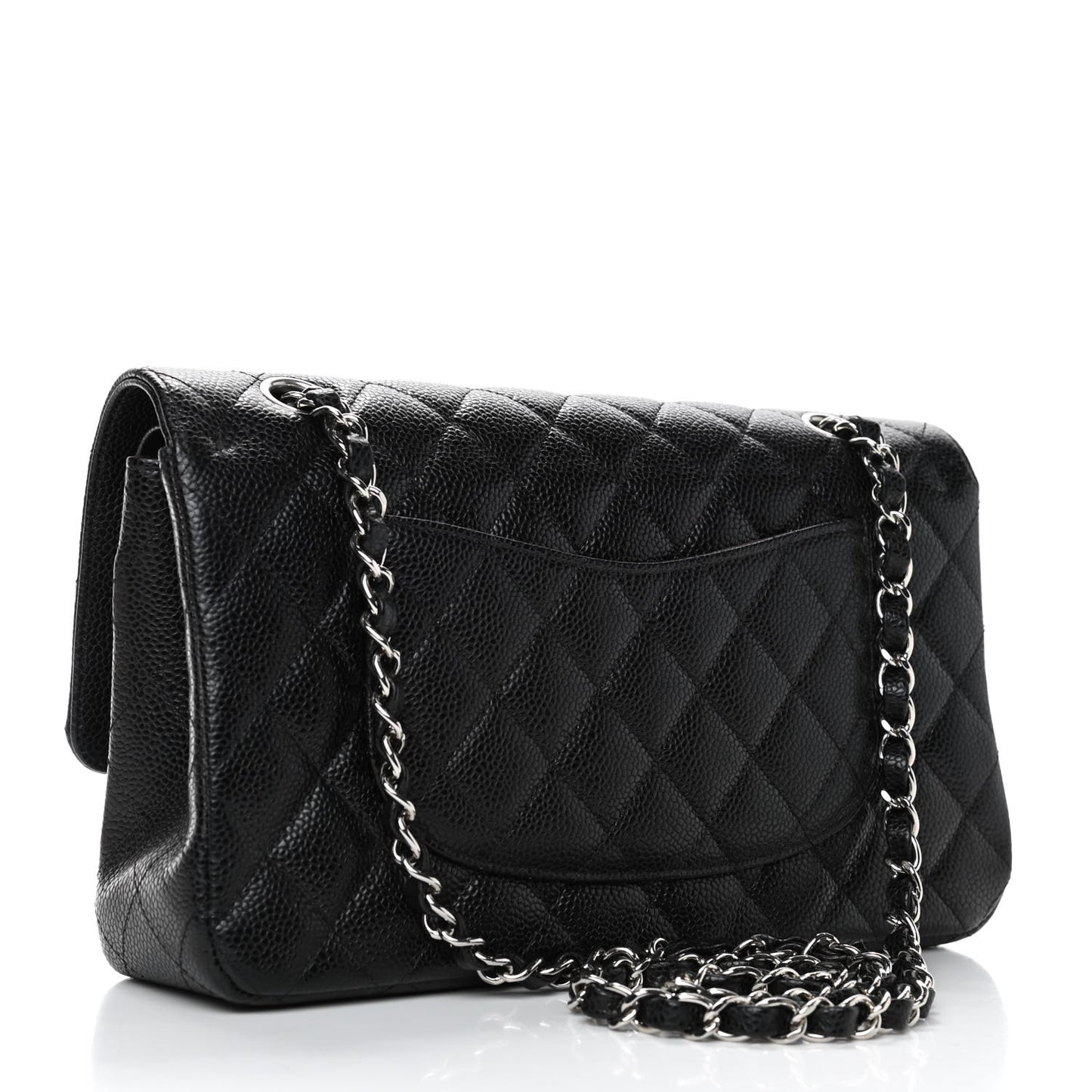Caviar Quilted Medium Double Flap Black