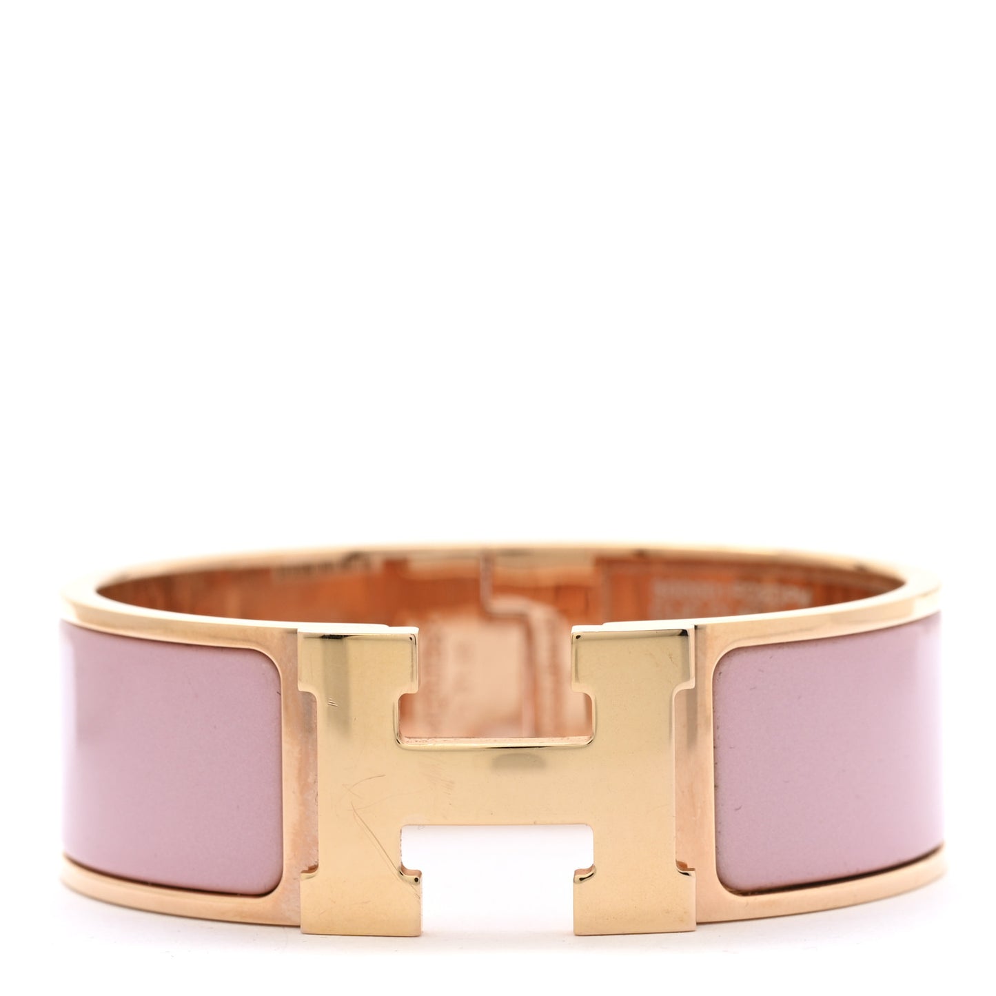 Enamel Wide Clic Clac H Bracelet PM Rose Nacarat