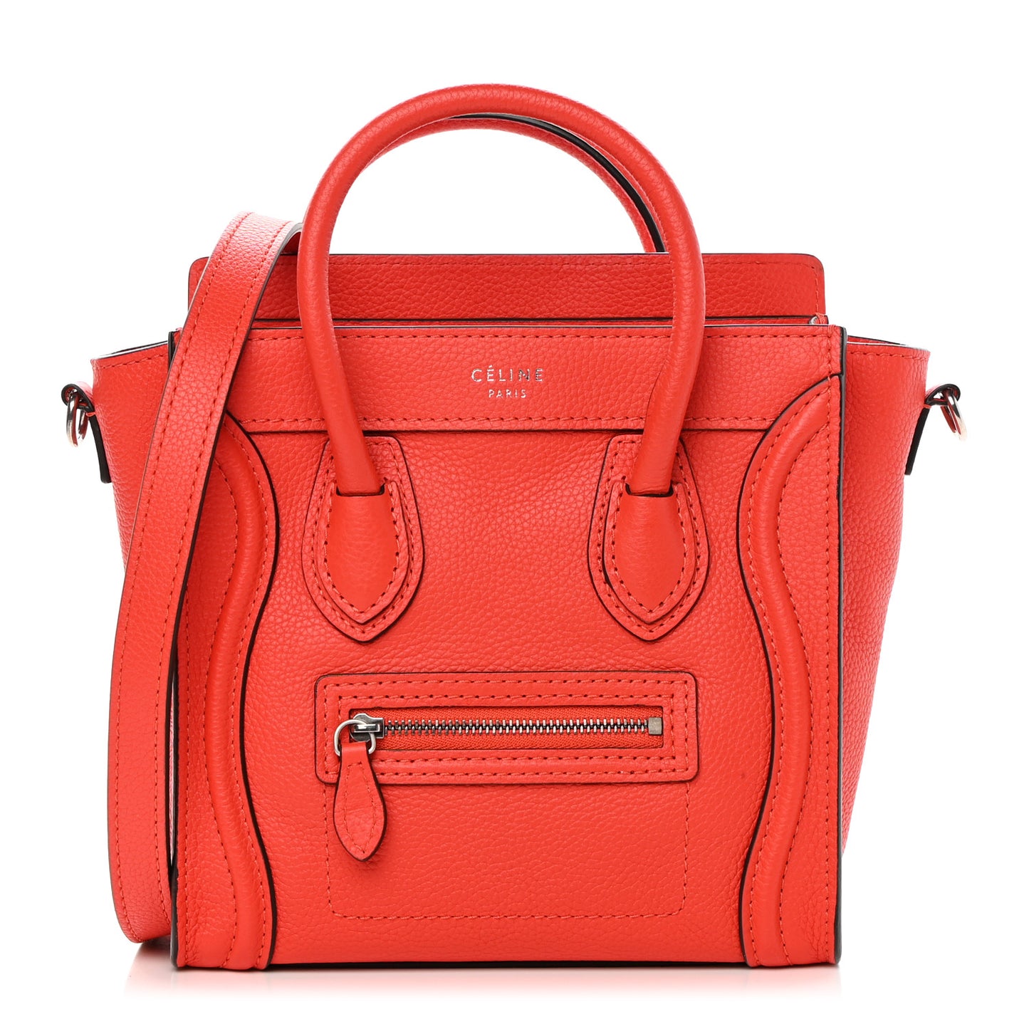 Drummed Calfskin Nano Luggage Coquelicot