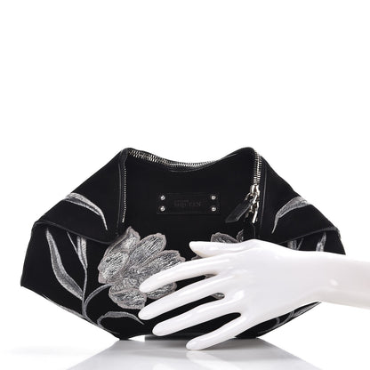 Alexander McQueen Suede Floral De Manta Clutch Black 2 of 7