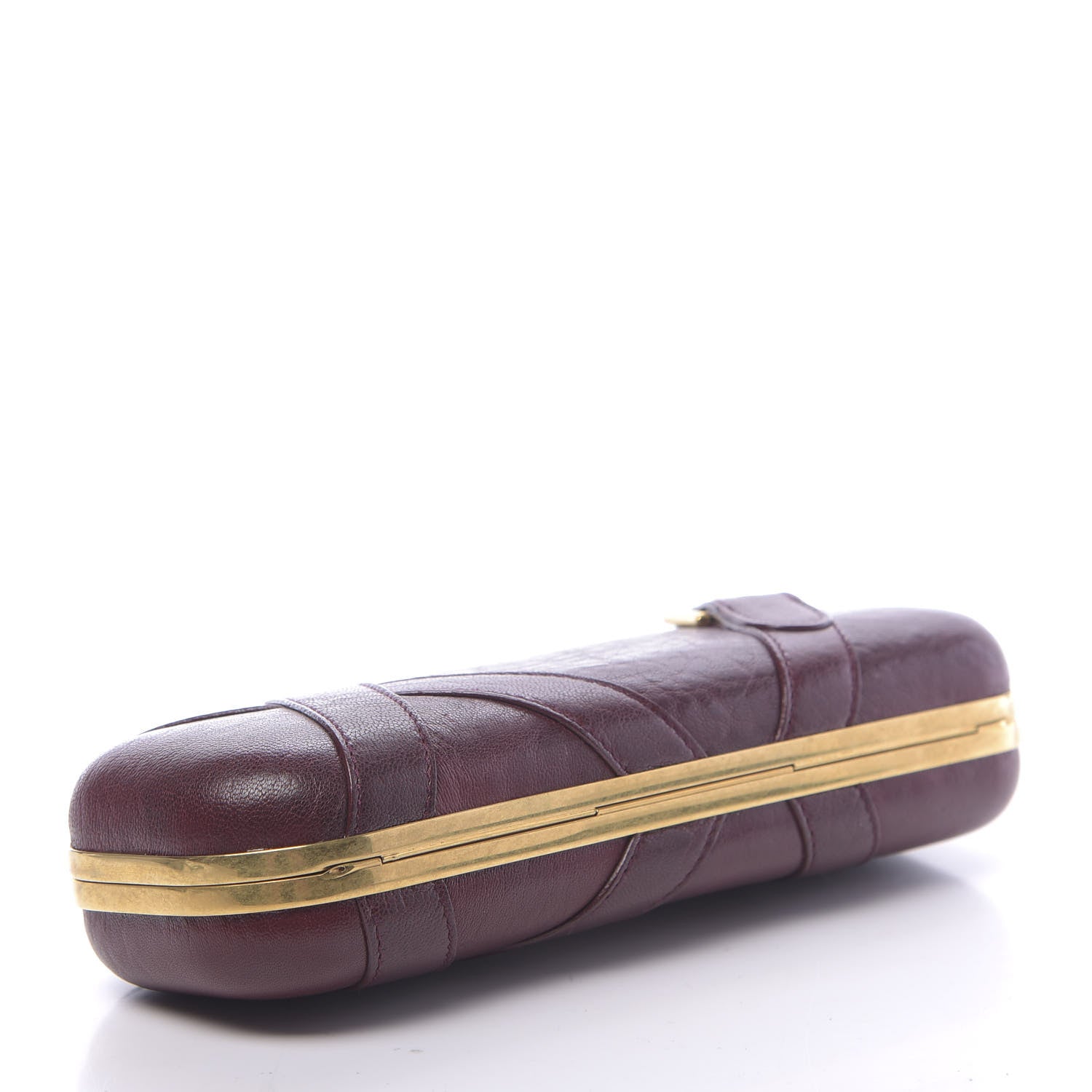 Alexander McQueen Nappa Buckle Skull Knuckle Box Clutch Burgundy 4 of 9