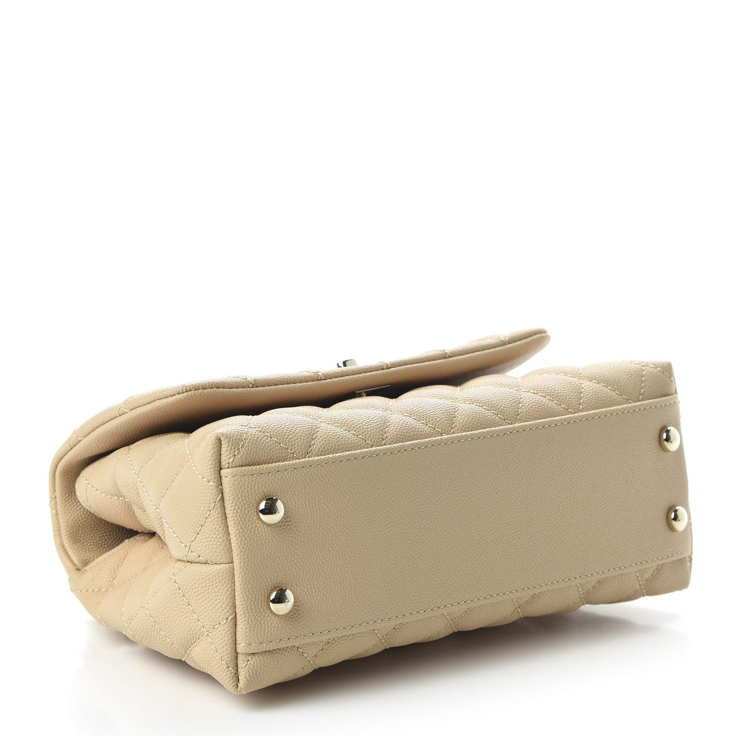 Caviar Lizard Quilted Mini Coco Handle Flap Beige