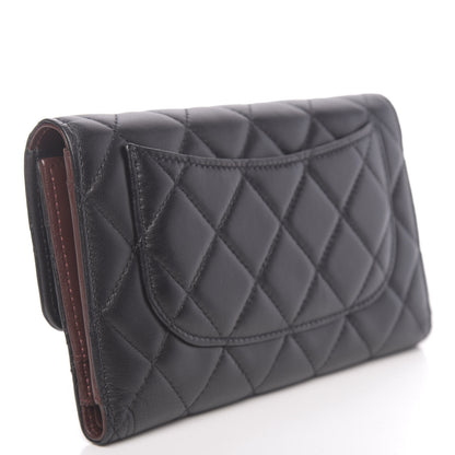 Chanel Lambskin Quilted Large Flap Wallet Black 3 of 8