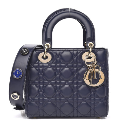 Christian Dior Lambskin Cannage Small Lucky Badges My Lady Dior Navy 1 of 11