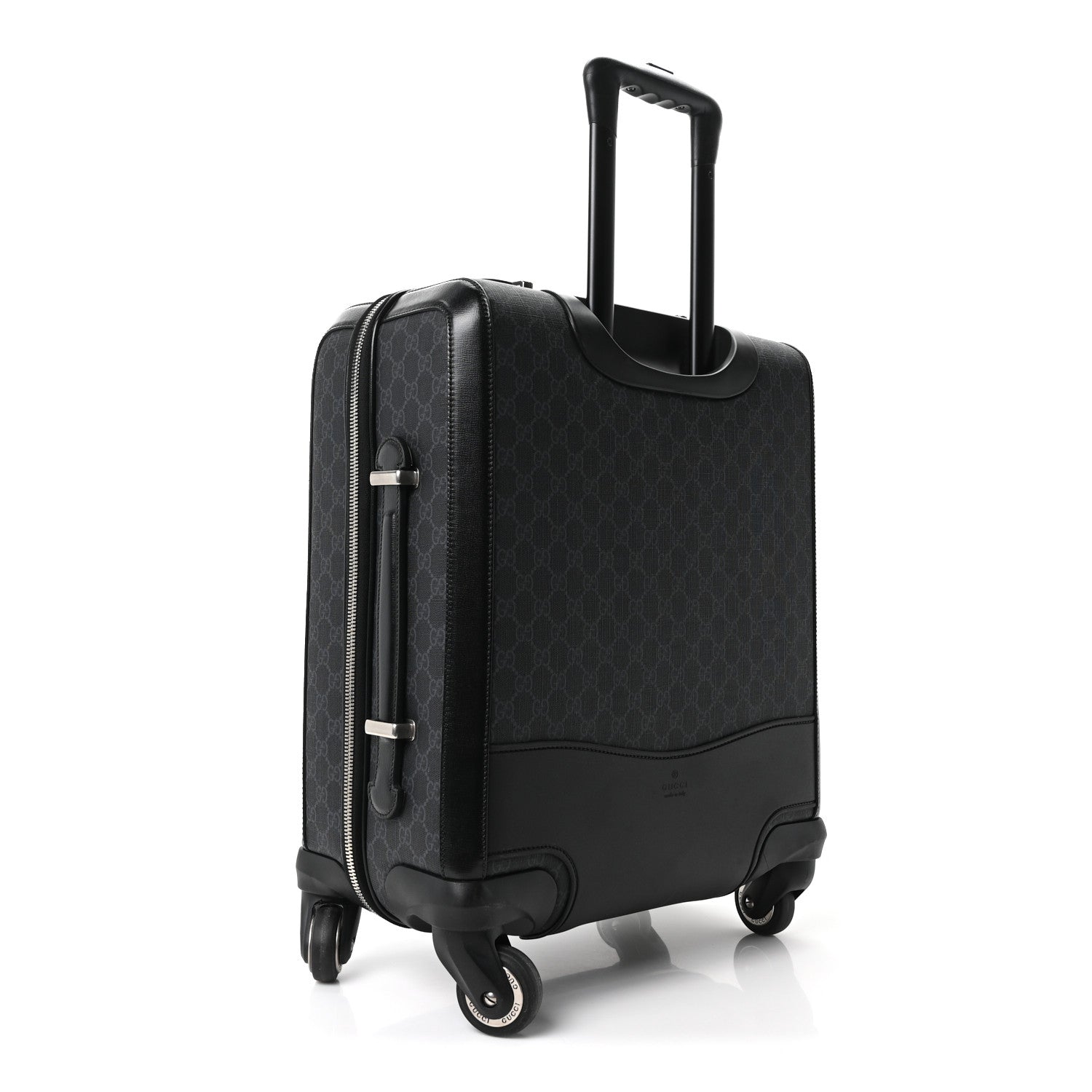 Gucci GG Supreme Monogram Four Wheel Suitcase Black Grey 2 of 9