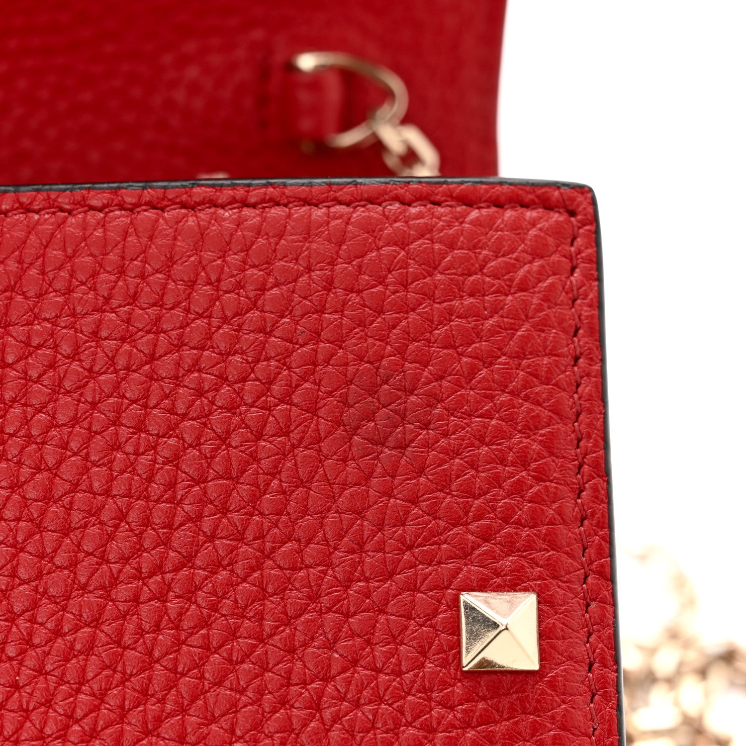 Valentino Garavani Pebbled Calfskin Rockstud Envelope Wallet on Chain Rouge Pur 10 of 11
