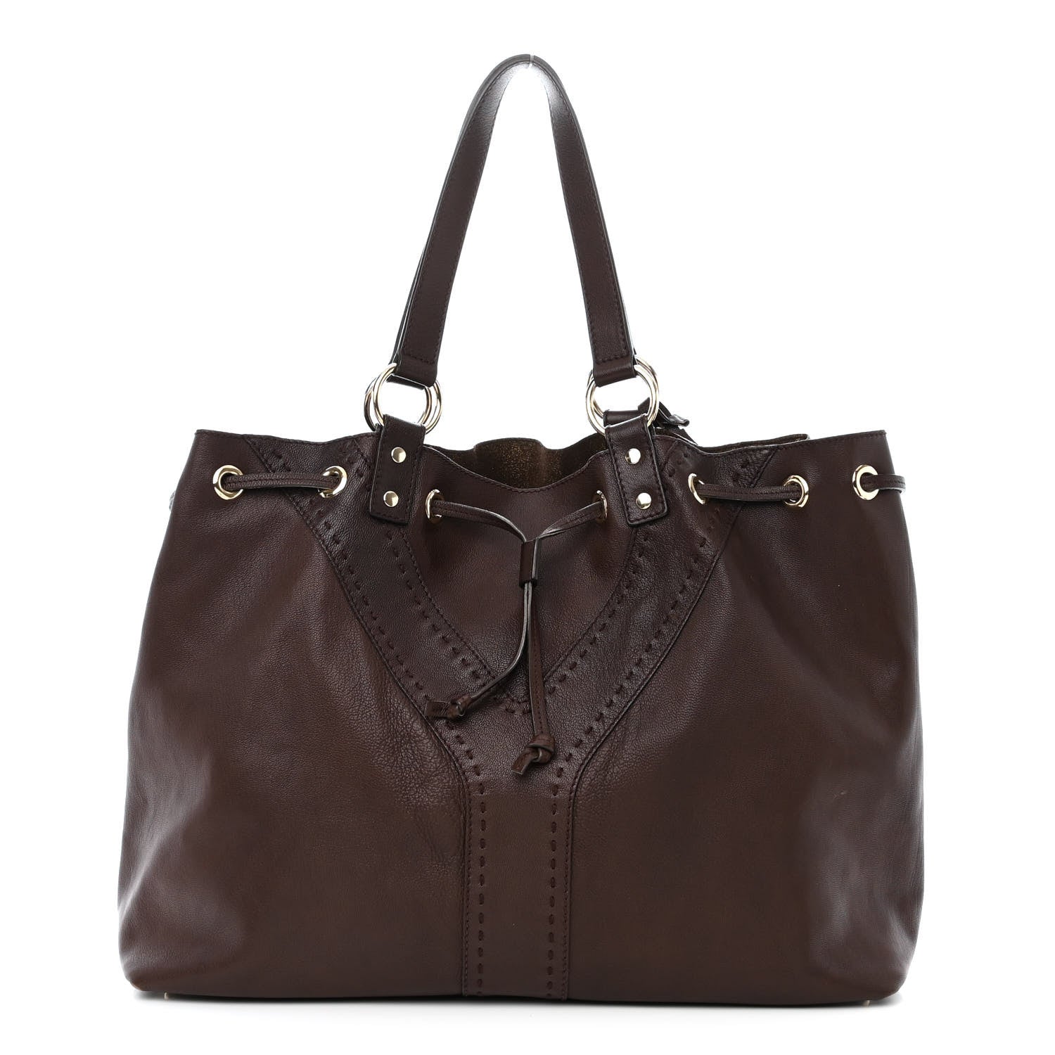 Saint Laurent Calfskin Reversible Double Sac Y Tote Gold Brown 1 of 12
