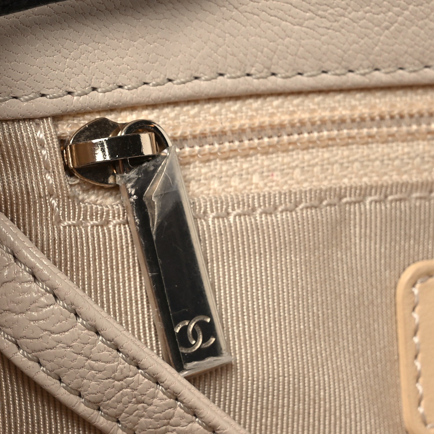 Chanel Goatskin Quilted Duma Drawstring Backpack Beige Black White 16 of 17
