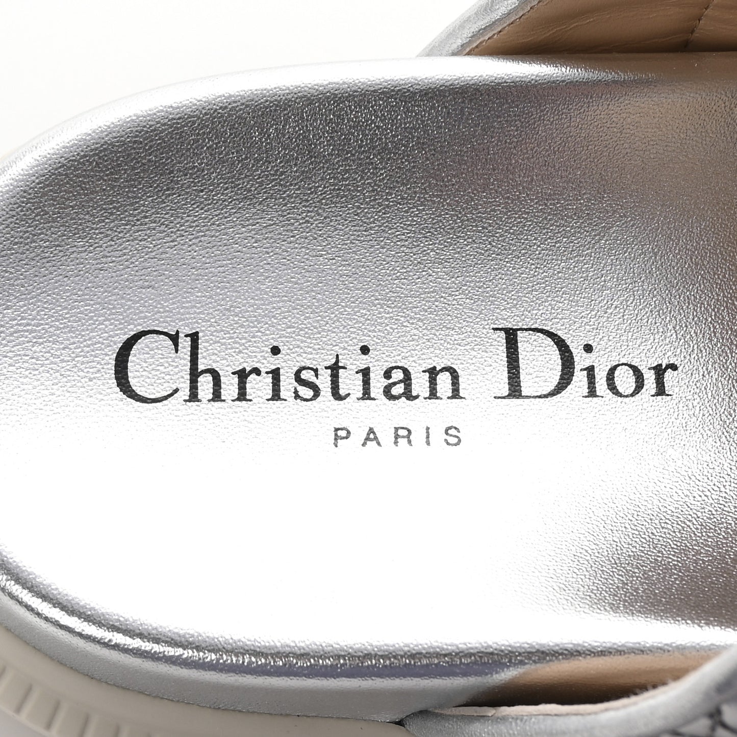 Laminated Sheepskin Cannage Dior Or Dioract Slide Sandals 37.5 Steel