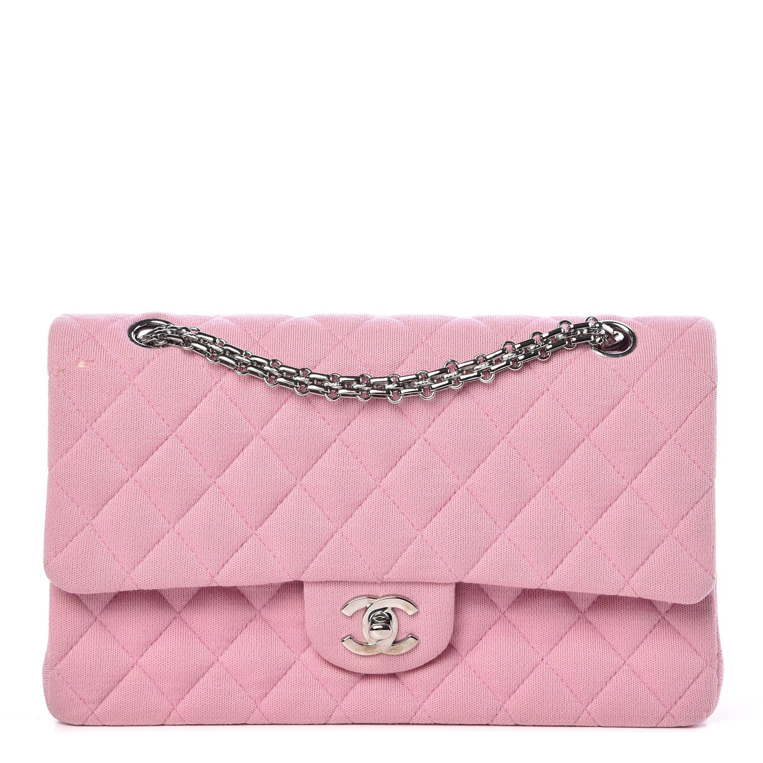 Chanel Jersey Quilted Medium Double Flap Pink 1 of 12