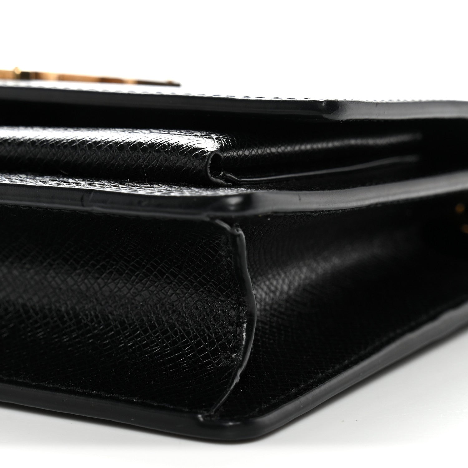Saint Laurent Coated Bark Calfskin Sunset Chain Wallet Black 10 of 13