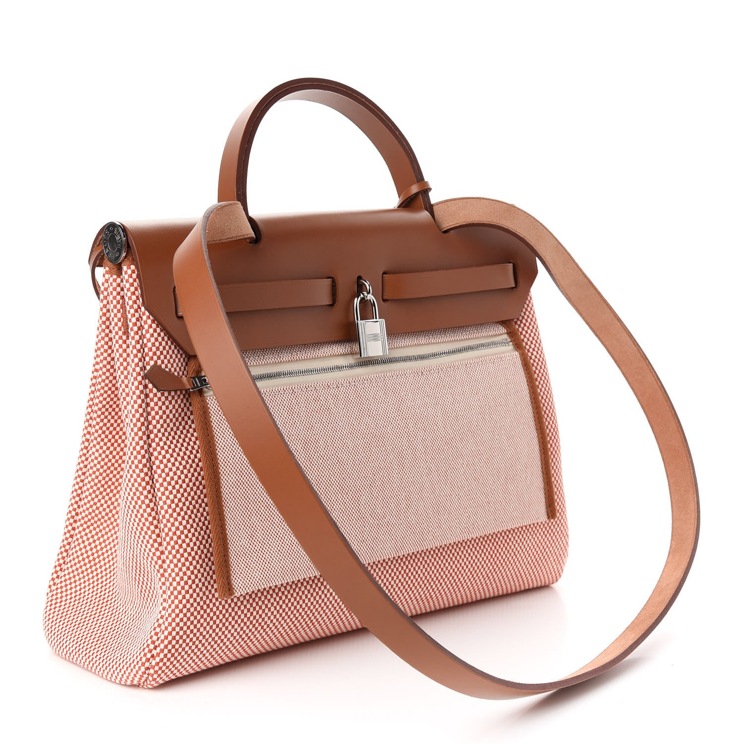 Hermes Criss Viking Vache Hunter Herbag Zip Retourne 31 PM Ecru Sanguine Fauve 4 of 11