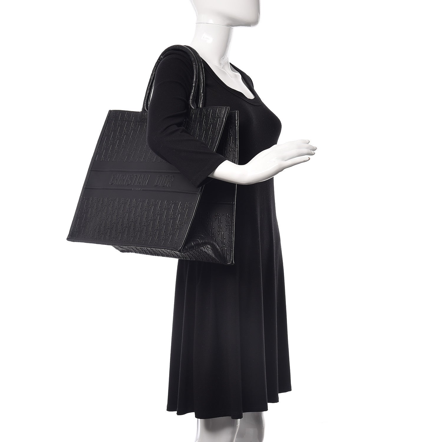 Christian Dior Oblique Calfskin Embossed Book Tote Black 2 of 9