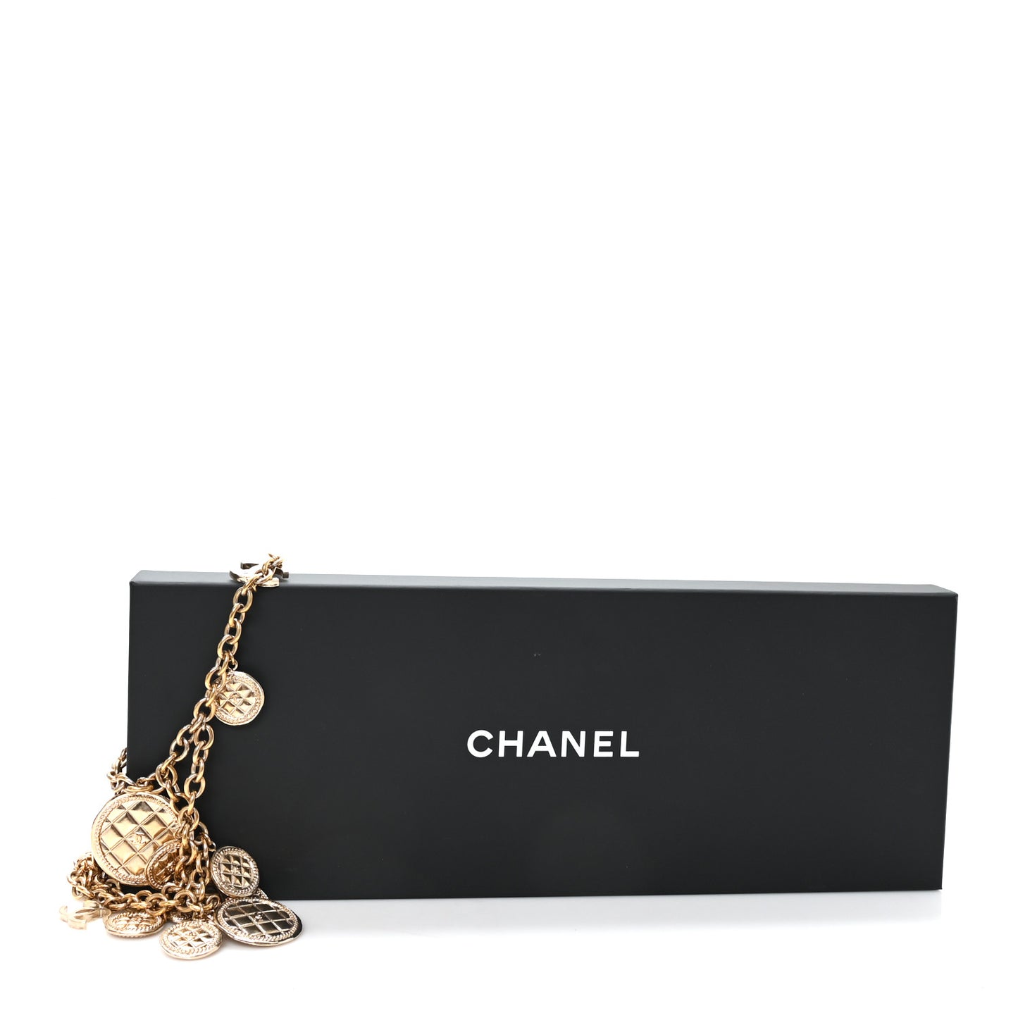 Chain Quilted CC Medallion Multi Chain Belt 75 Gold