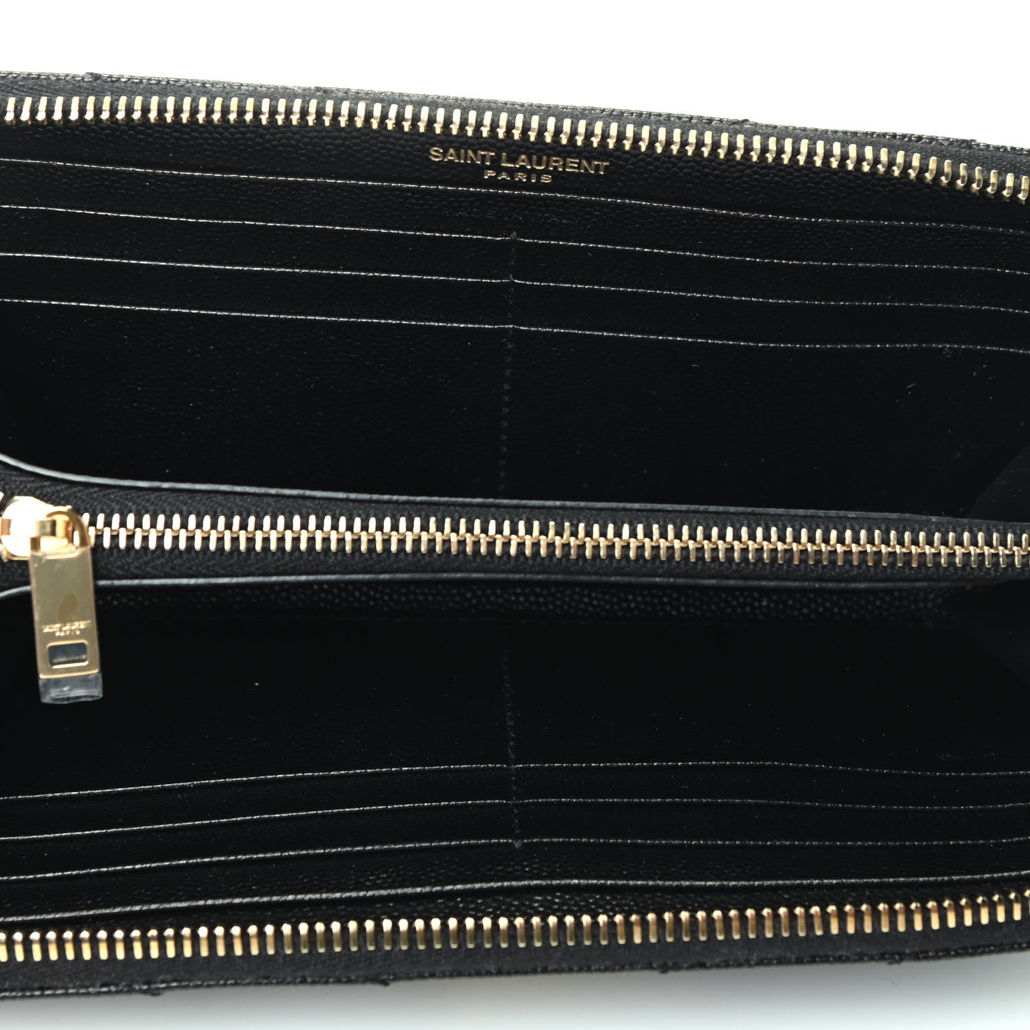 Saint Laurent Grain De Poudre Matelasse Chevron Monogram Zip Around Wallet Black 3 of 3