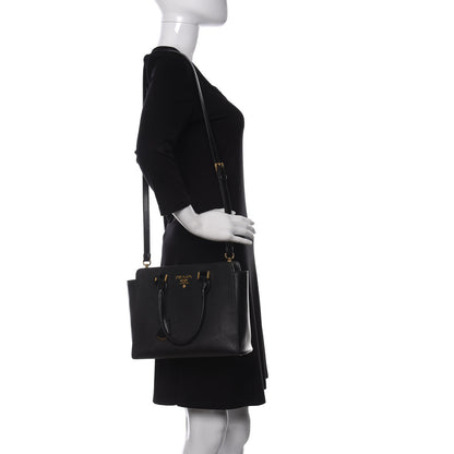 Prada Saffiano Soft Calfskin Small Zippered Tote Black 2 of 9