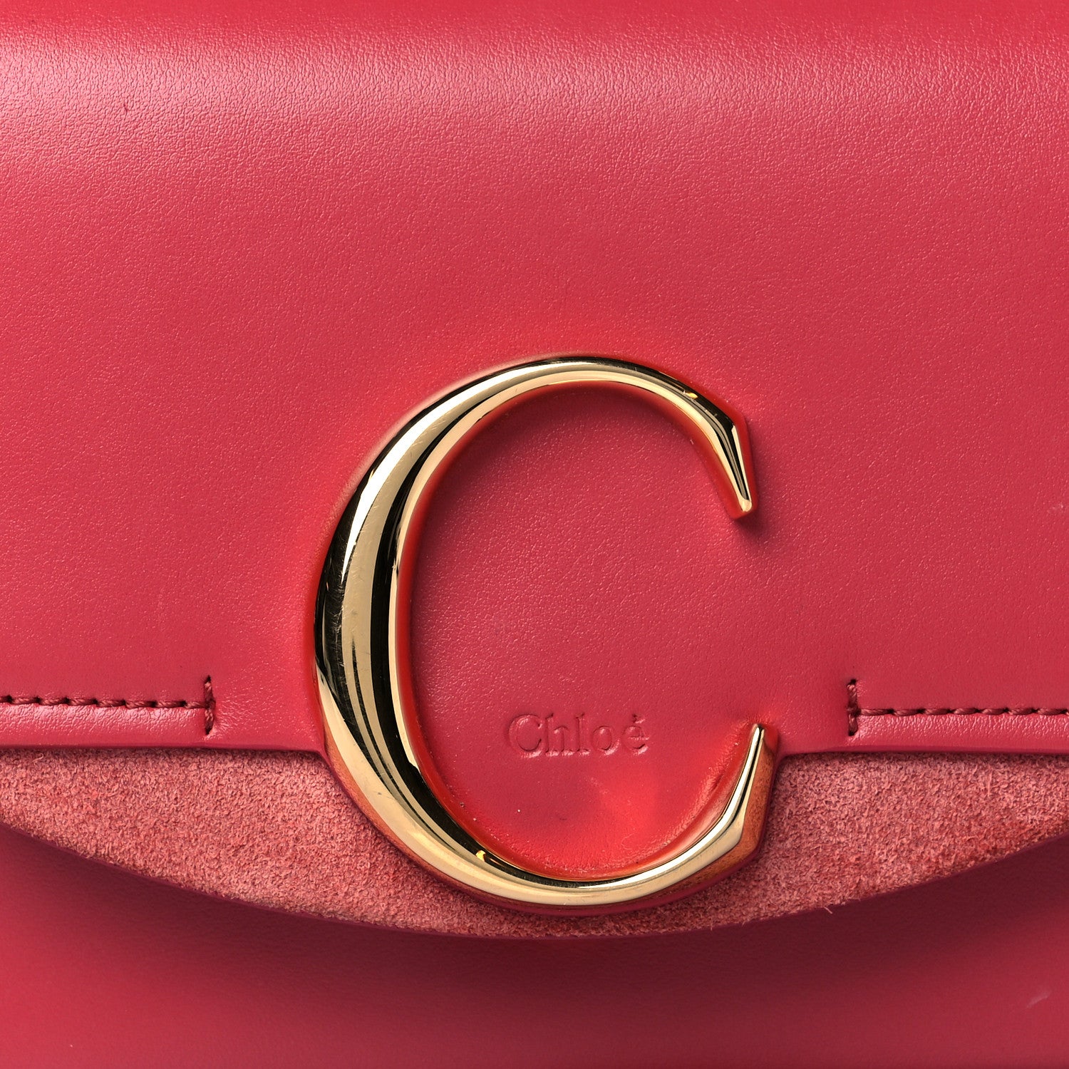 Chloe Shiny Calfskin Suede Mini C Double Carry Scarlet Pink 7 of 9