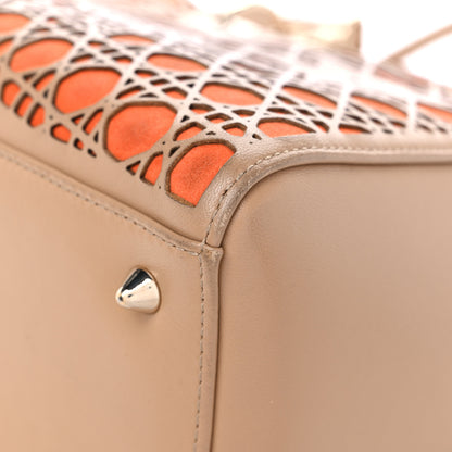 Christian Dior Calfskin Suede Cutout Stars Medium Lady Dior Beige Orange 10 of 19