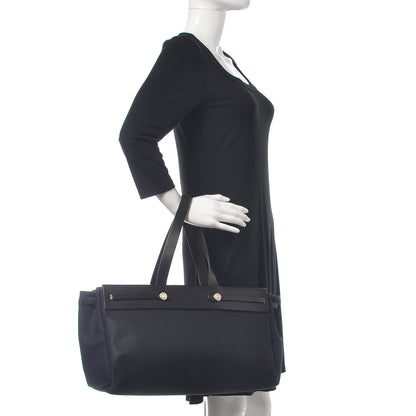 Hermes Toile Calfskin Herbag Cabas MM Black 2 of 16