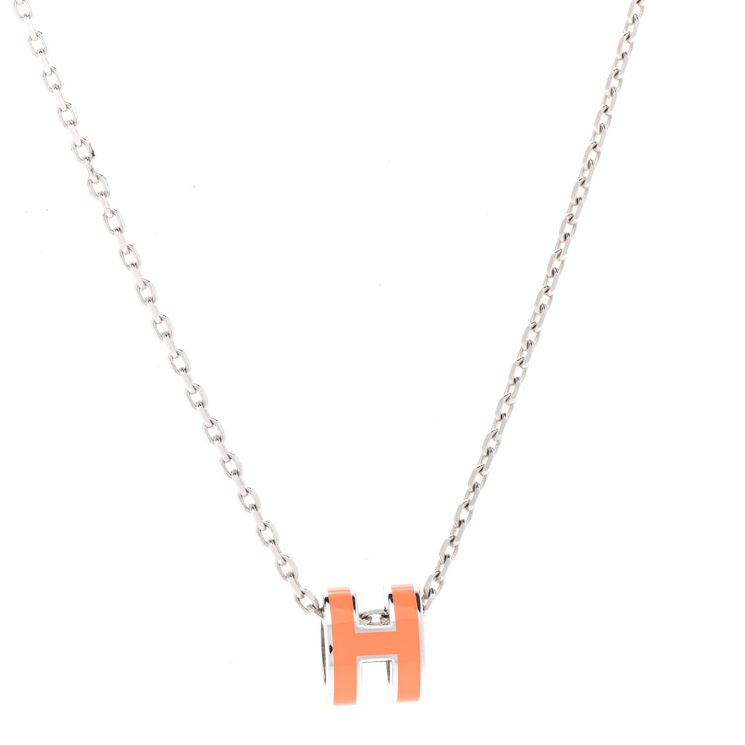 Hermes Palladium Mini Pop H Necklace Orange 3 of 8