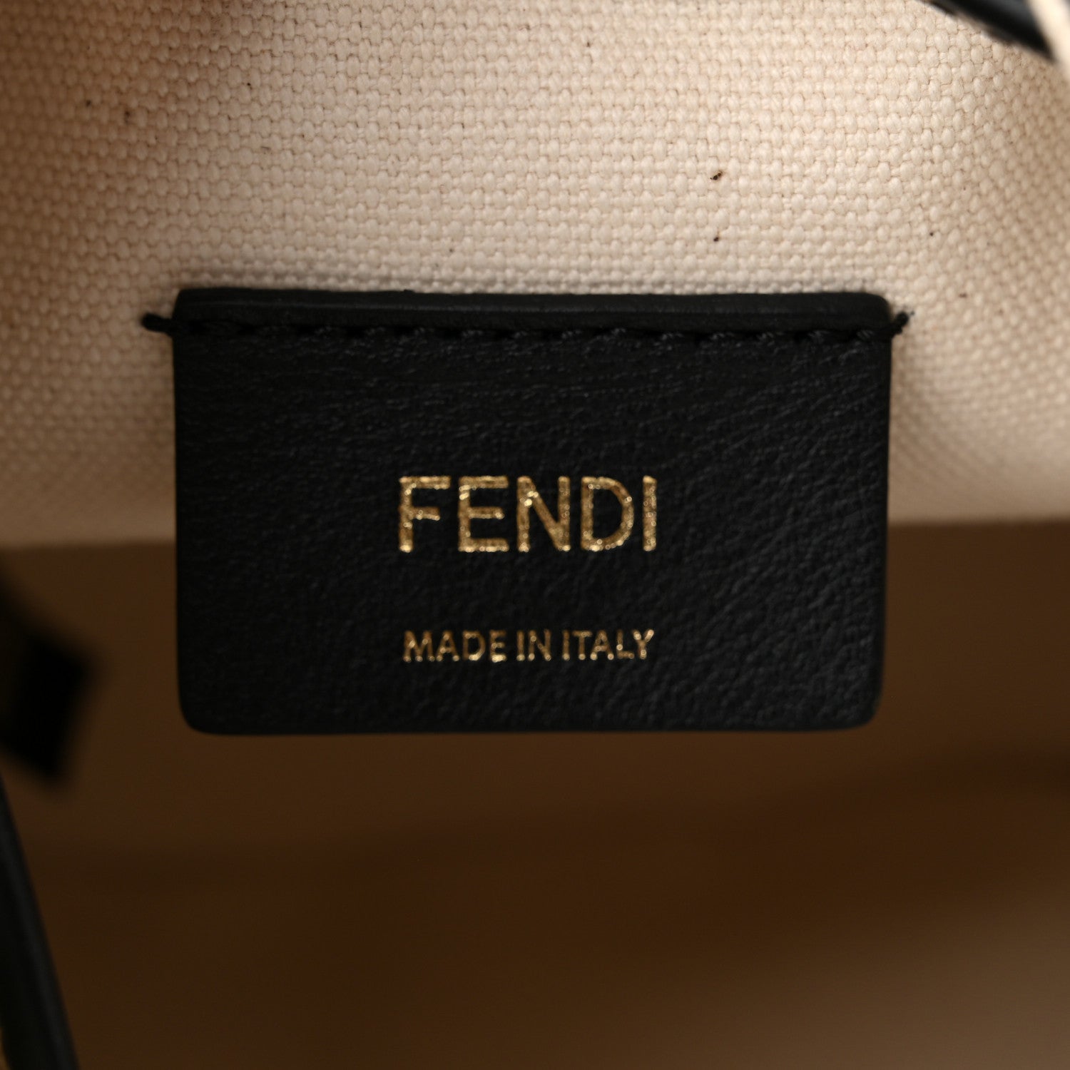Fendi Canvas Vitello King F is Fendi FF Embroidered Mini Mon Tresor Bucket Bag Grezzo Black 6 of 10