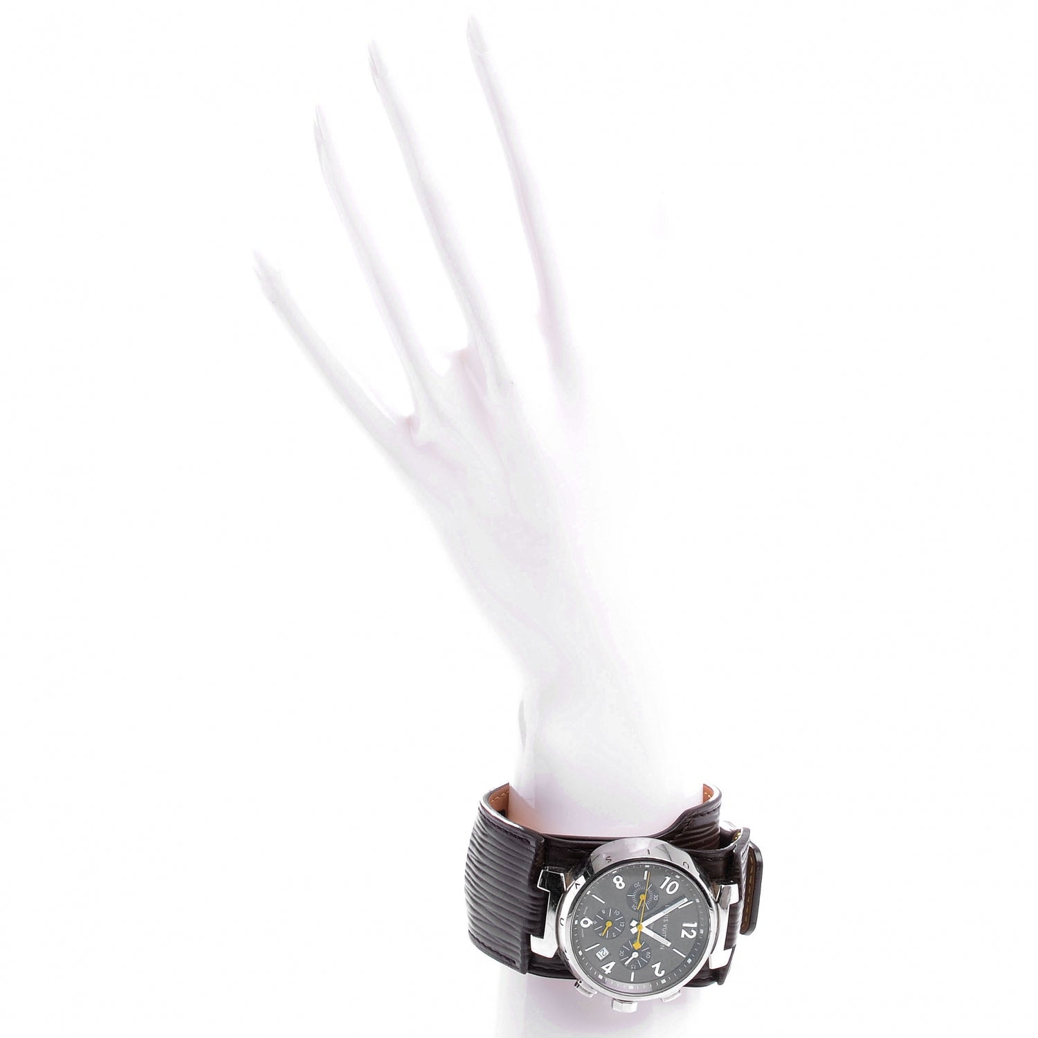 Louis Vuitton Stainless Steel Epi 38mm Tambour Chronograph Quartz Watch Brown 2 of 5