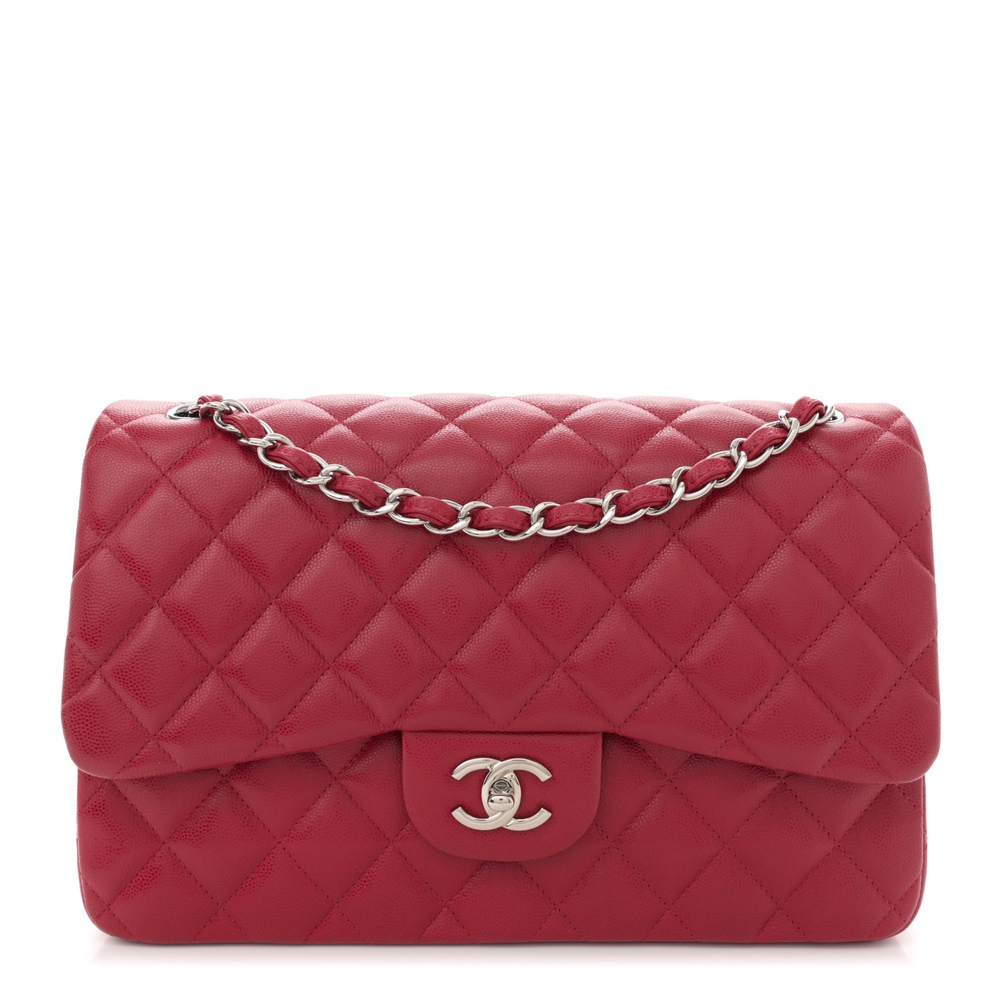 Caviar Quilted Jumbo Double Flap Dark Pink