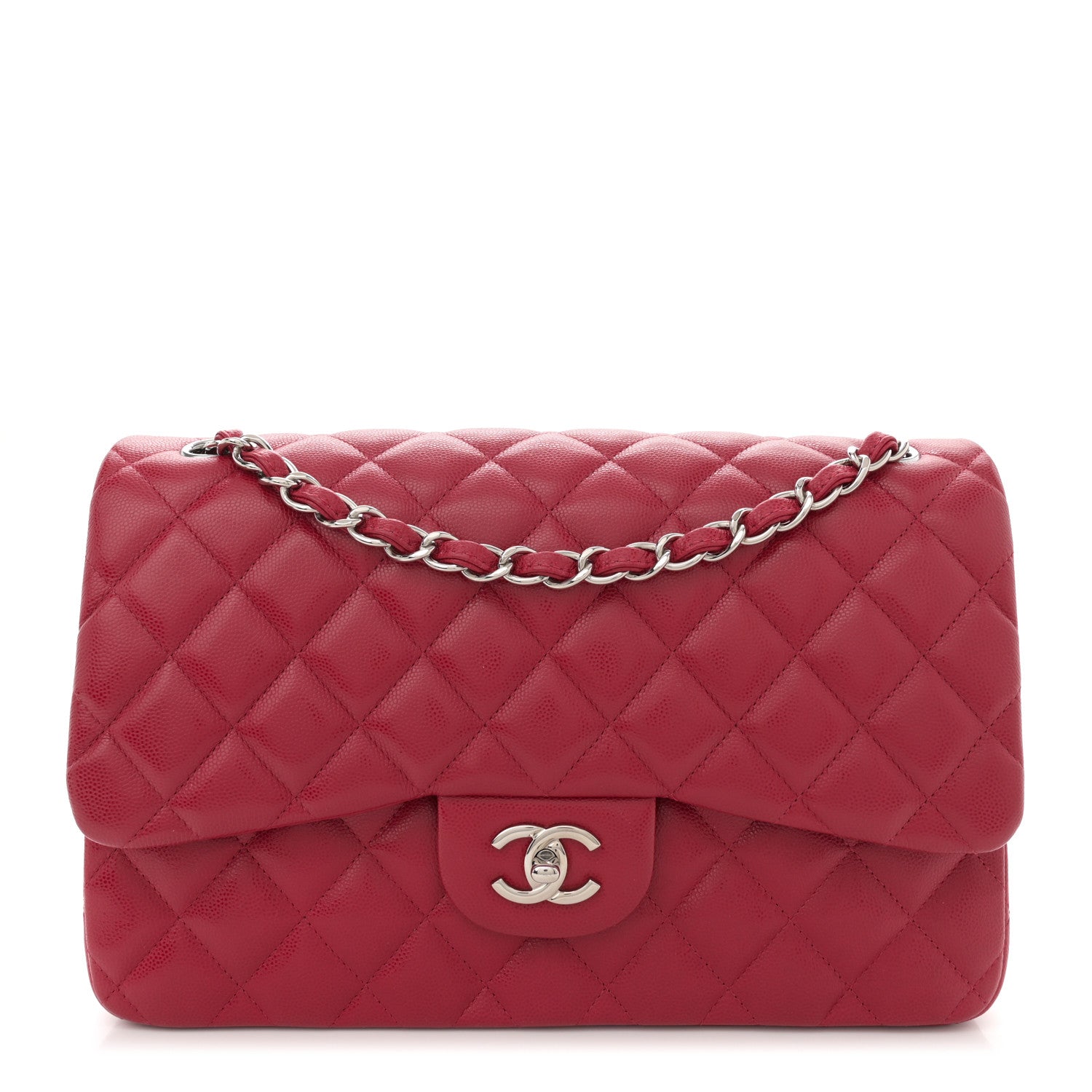 Chanel Caviar Quilted Jumbo Double Flap Dark Pink 1 of 11