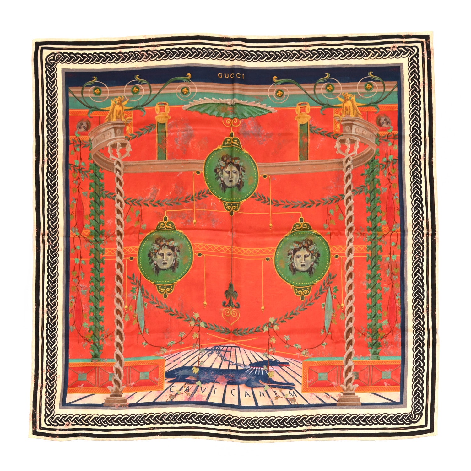 Gucci Silk Cave Canem Print Square Scarf 1 of 5