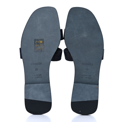 Hermes Denim Canvas Oran Sandals 37 Bleu Brut 5 of 7
