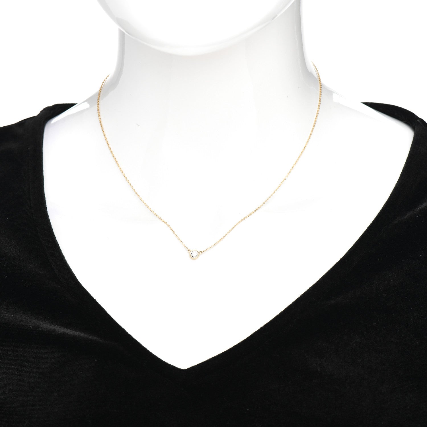 Tiffany 18K Yellow Gold Diamond .24ct Elsa Peretti Diamonds by the Yard Pendant Necklace 2 of 5